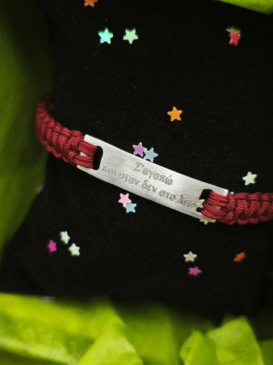 Theodora's Jewellery Bracelet Macrame Light-colored text engraving on 1 side made of Silver