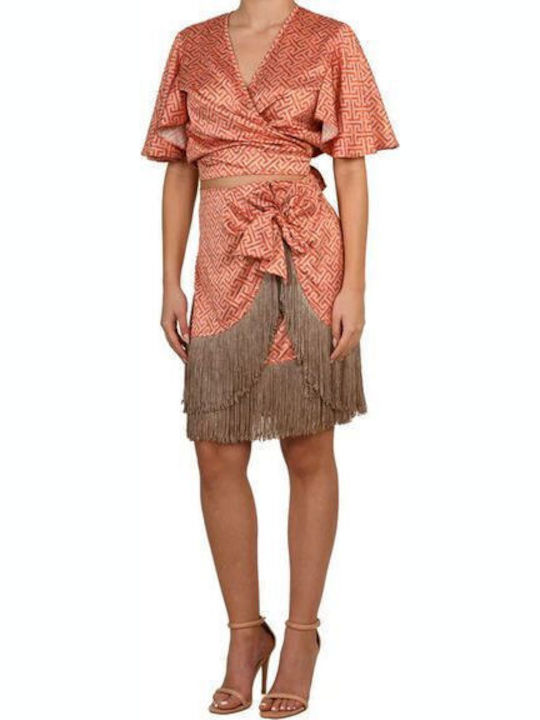 Satin Mini Skirt Envelope Grapefruit