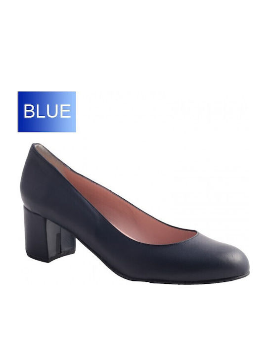 Leather Navy Blue Medium Heels
