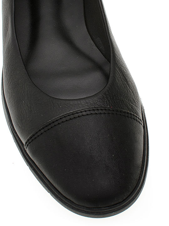 Lederne Damen Ballerinas in Schwarz Farbe