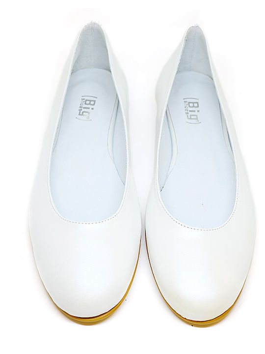 Lederne Damen Ballerinas in Weiß Farbe