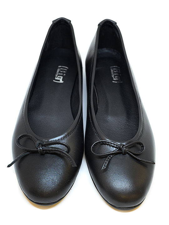 Leder Damen Ballerinas Schwarze
