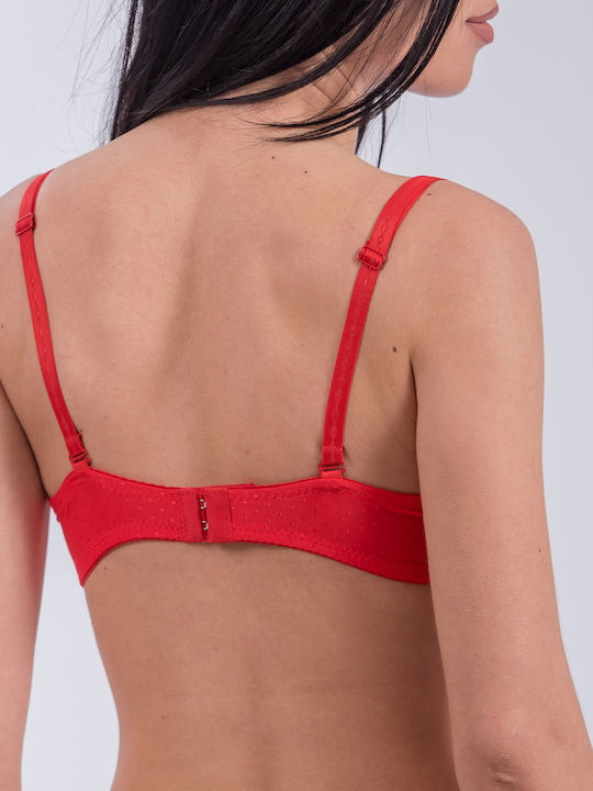 Balconette Red. Сутиен с лека подложка & с Банели