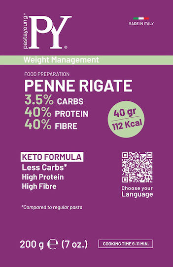 Pasta Young Keto 40% Protein Penne Rigate Πένες Ριγέ 200g