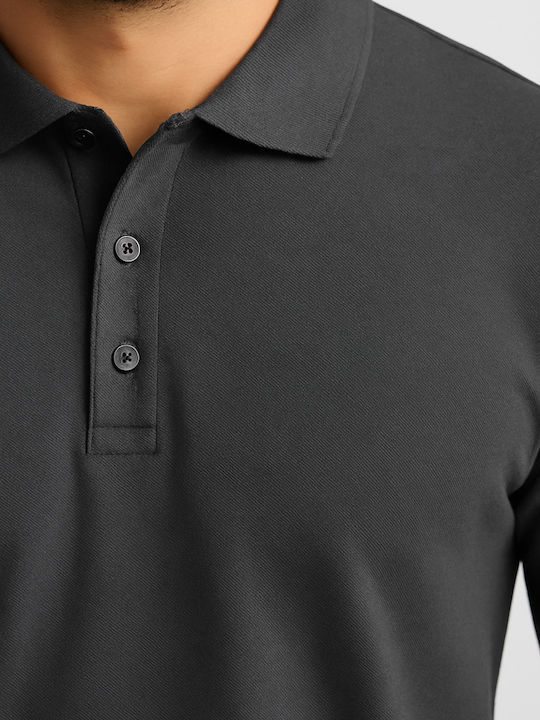 Polo Bluza Bărbați Mânecă Lungă Gri