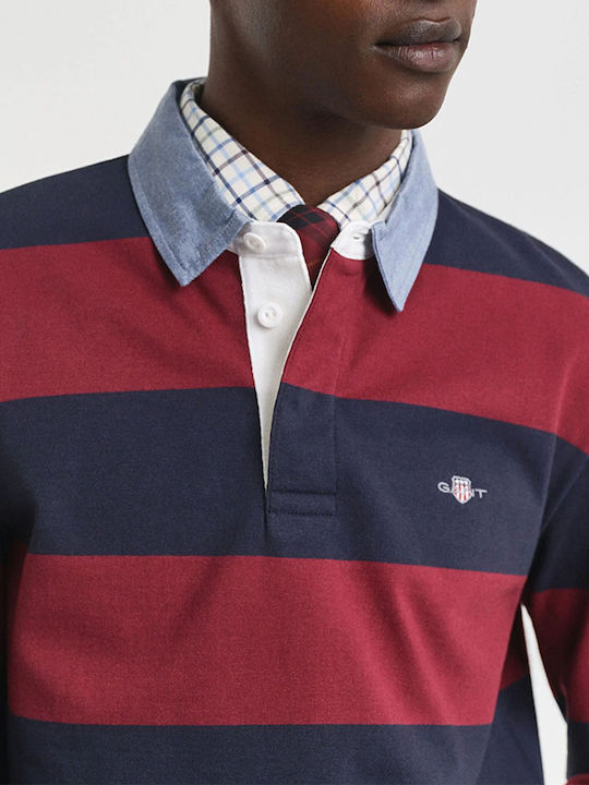 Heavy Polo Long Sleeve Burgundy Blouse
