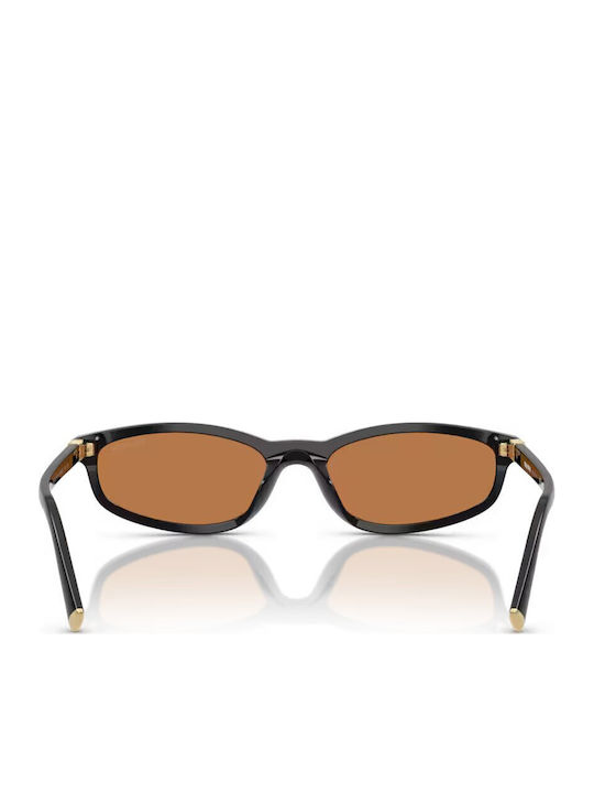 Miu Miu Unisex Sunglasses with Black Plastic Frame and Brown Lens MU A06S 16K10I