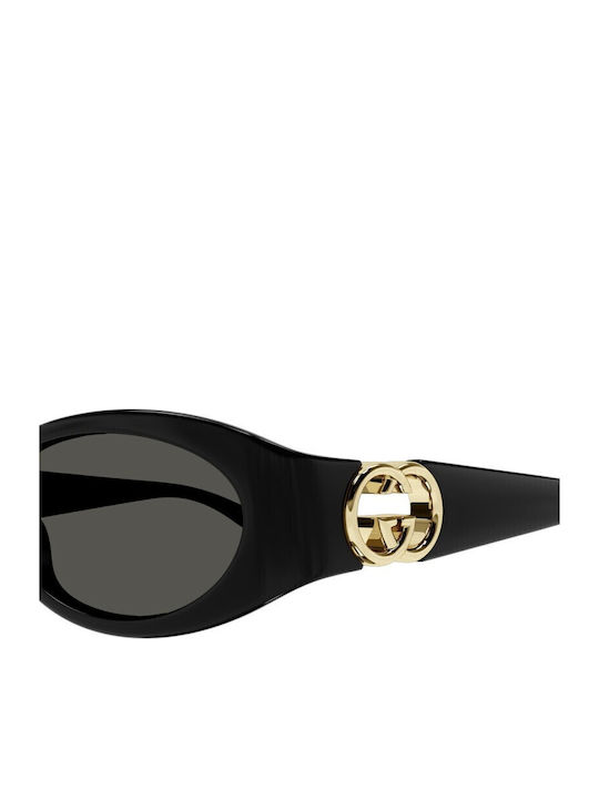 Gucci Damenteil Sonnenbrillen mit Schwarzem Horn umrandetem Rahmen und Grauen Gläser GG1660S 001
