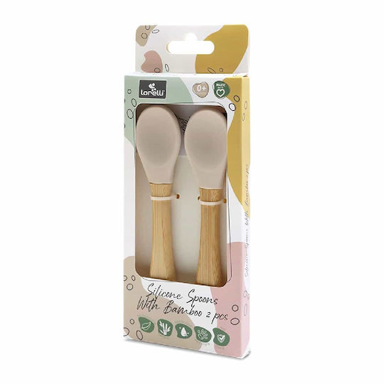 Lorelli Baby Set with Spoons made of Silicone Beige 2pcs