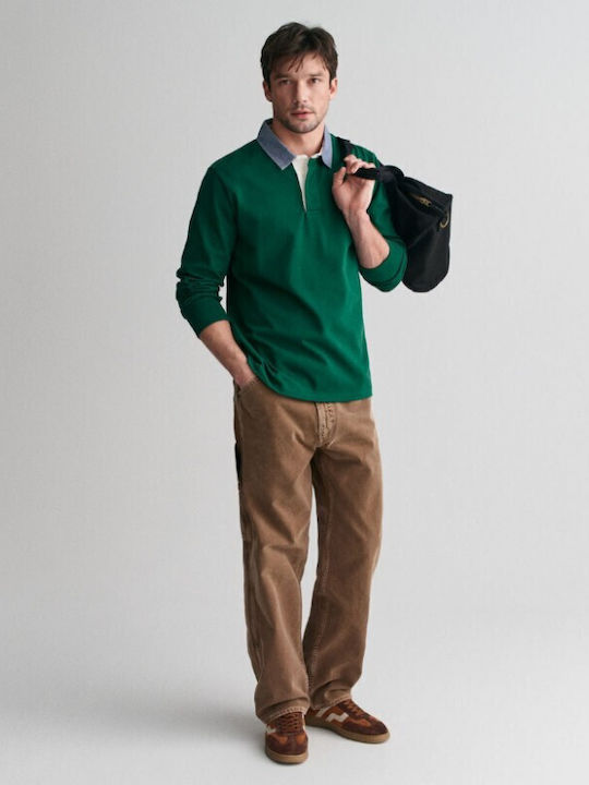 Heavy Polo Long Sleeve Blouse Green