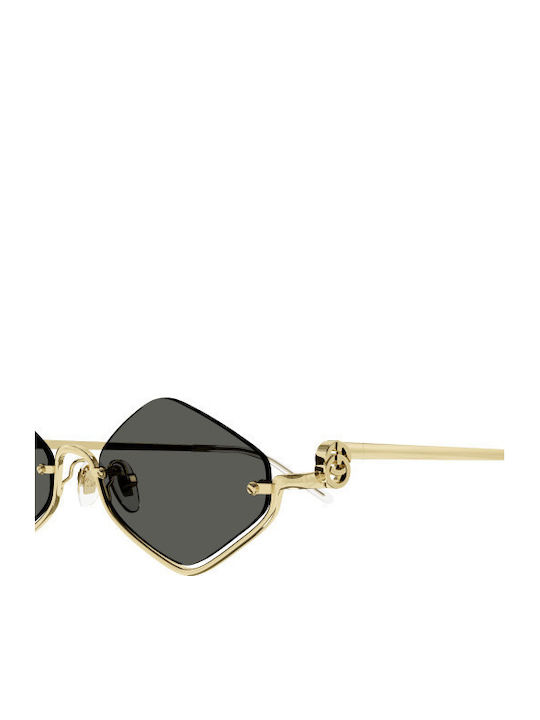 Gucci Unisex Γυαλιά Ηλίου με Χρυσό Μεταλλικό Σκελετό και Γκρι Φακό GG1604S 001