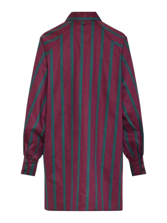 Mini Shirt Dress Dress Burgundy