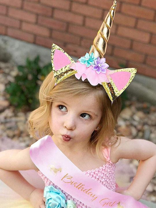 Kinder Haarband mit Einhorn Gold 1Stück