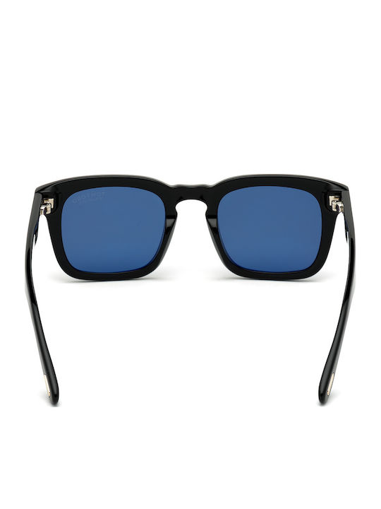 Tom Ford Dax Male Sunglasses With Black Horn-Rimmed Frame And Blue Gradient Lens FT0751 01V