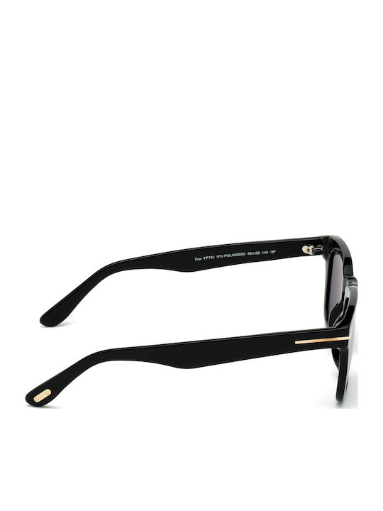 Tom Ford Dax Male Sunglasses With Black Horn-Rimmed Frame And Blue Gradient Lens FT0751 01V