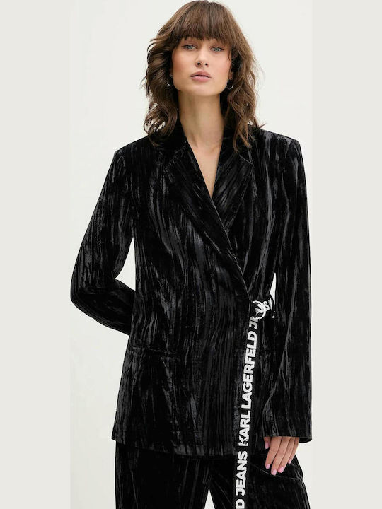 Karl Lagerfeld Women's Velvet Blazer Black