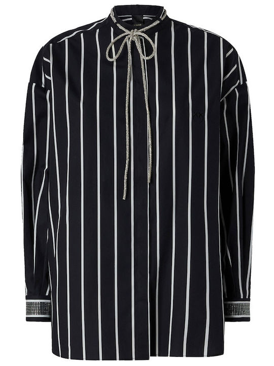Crescenza Women's Striped Long Sleeve Shirt Black