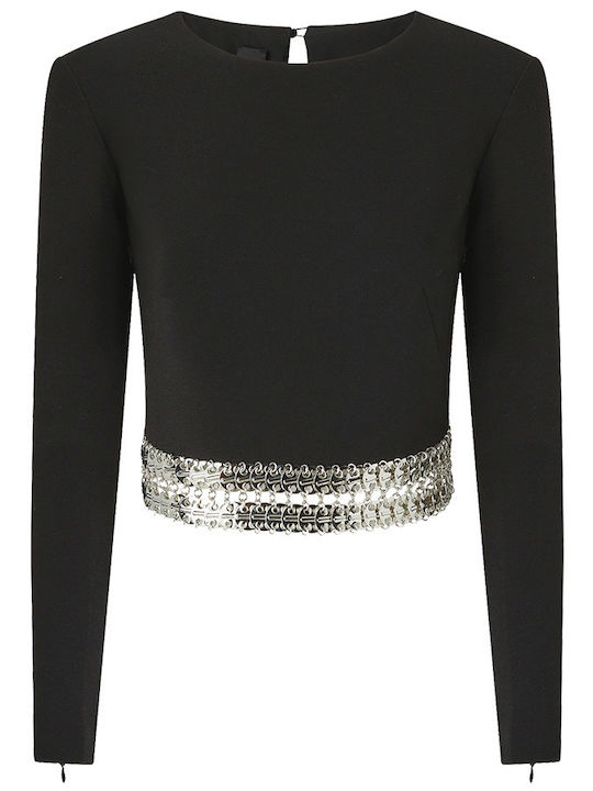 Yanira Women's Crop Top Long Sleeve Black