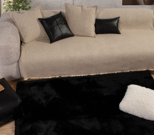Nef-Nef Homeware Estelle Килим Правоъгълена Shaggy Furry Black (034622)