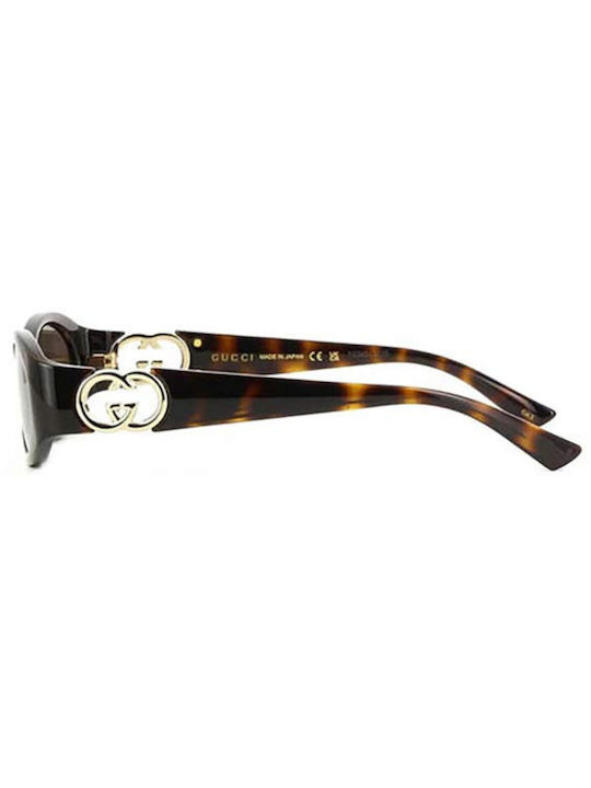Gucci Women's Sunglasses with Brown Tartaruga Plastic Frame and Brown Lens GG1660S 002