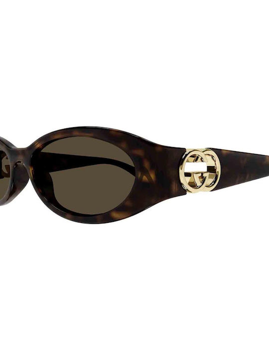 Gucci Women's Sunglasses with Brown Tartaruga Plastic Frame and Brown Lens GG1660S 002