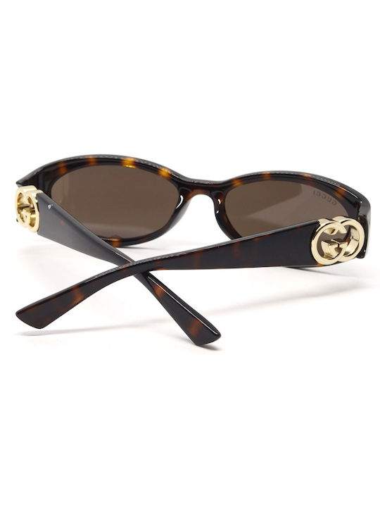 Gucci Women's Sunglasses with Brown Tartaruga Plastic Frame and Brown Lens GG1660S 002