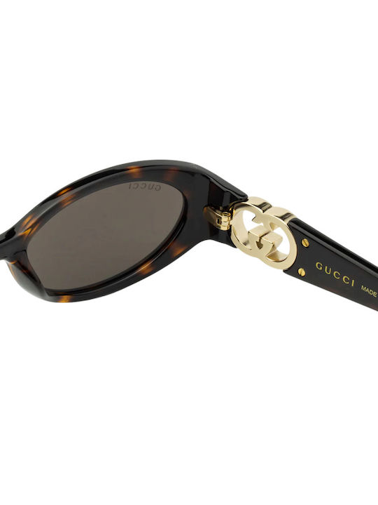 Gucci Women's Sunglasses with Brown Tartaruga Plastic Frame and Brown Lens GG1660S 002