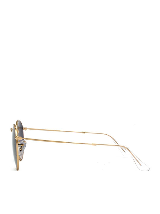 Ray Ban Round Metal Unisex Sunglasses with Gold Metal Frame and Green Gradient Lens RB3447 001/71
