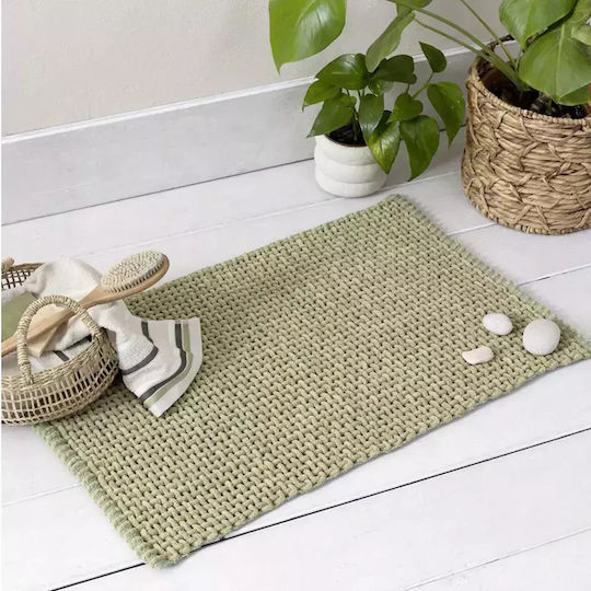Nima Badematte Synthetisch,Polyester/Cotton/Leather Rechteckig Mist Olive Green 50x80cm