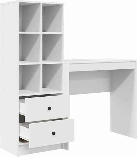 Desk Wooden with Bookshelf White 80x40x76cm