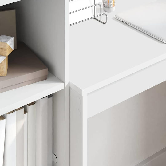 Desk Wooden with Bookshelf White 80x40x76cm