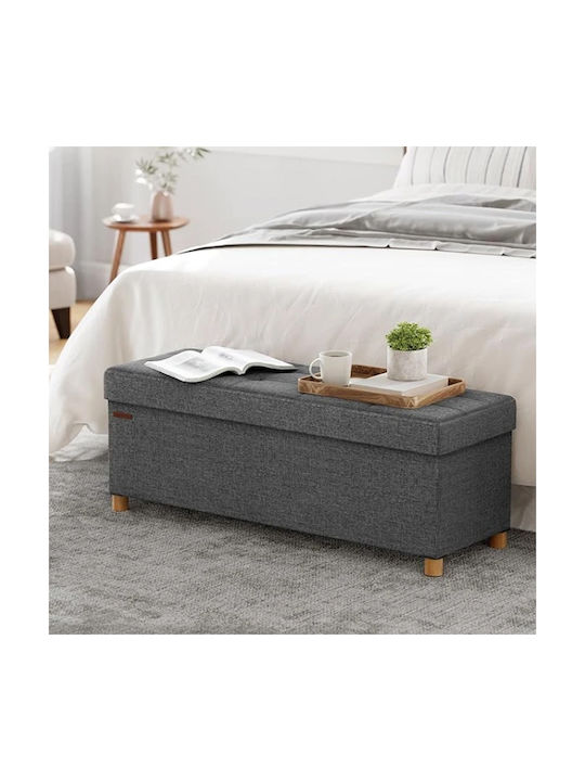Stool For Living Room Collapsible With Storage Space Upholstered with Fabric Dark grey 38x110x38cm