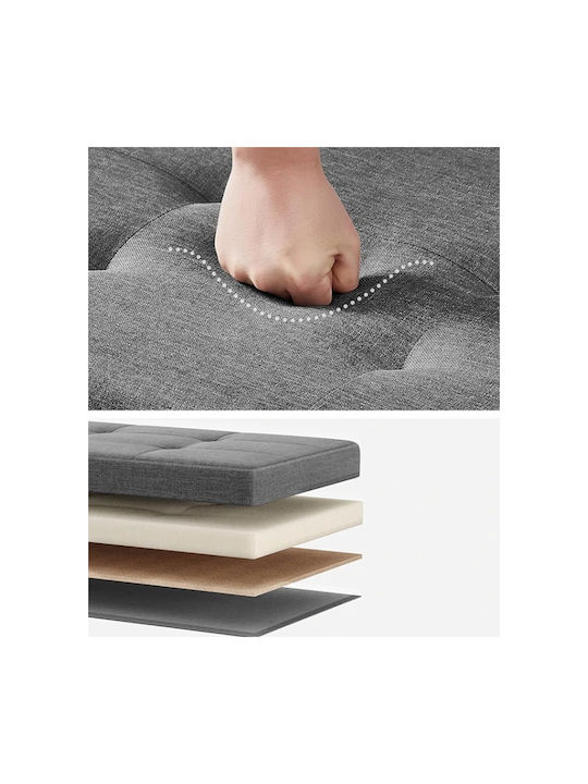 Stool For Living Room Collapsible With Storage Space Upholstered with Fabric Dark grey 38x110x38cm