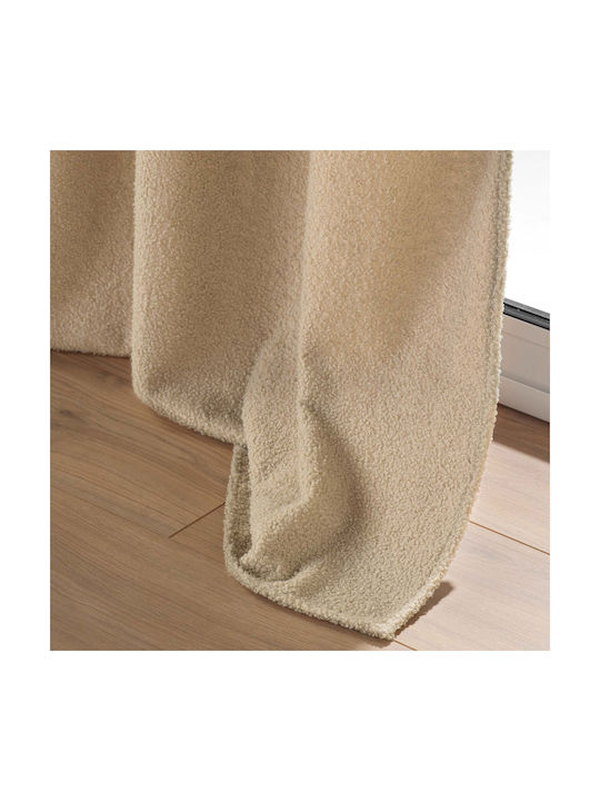 PanOikos Κουρτίνα με Τρουκς Woolly Μπεζ 140x240εκ.