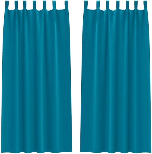 vidaXL Комплект Пердета И Завеси С Презрамки Тюркоазени 140x245см