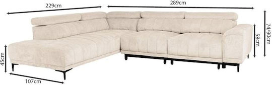 Massimo Γωνιακός Καναπές με Δεξιά Γωνία Μπεζ 289x229x107εκ.