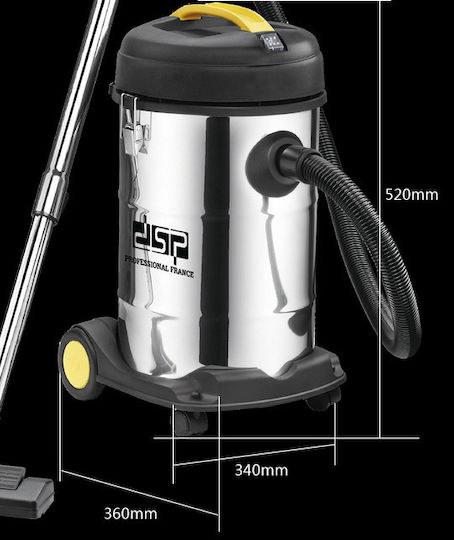 DSP KD2004 Vacuum Wet / Dry 1200W with Stainless Bin 25lt