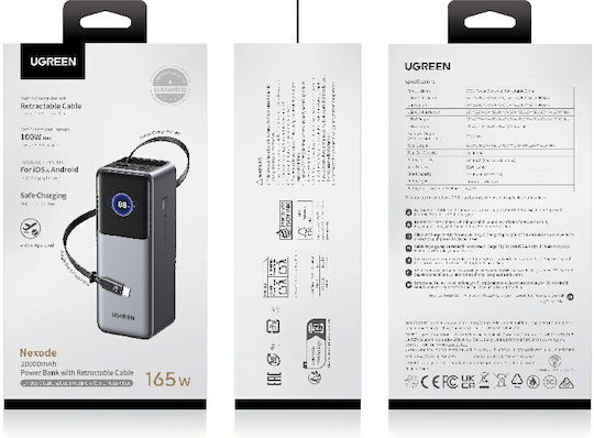 Ugreen PB726 Power Bank 20000mAh 165W με Θύρα USB-A και Θύρα USB-C Power Delivery Γκρι