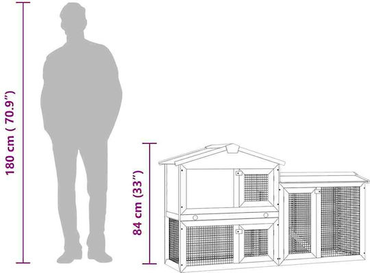 vidaXL 170841 Wooden Cage for Rabbits 145x45x85cm