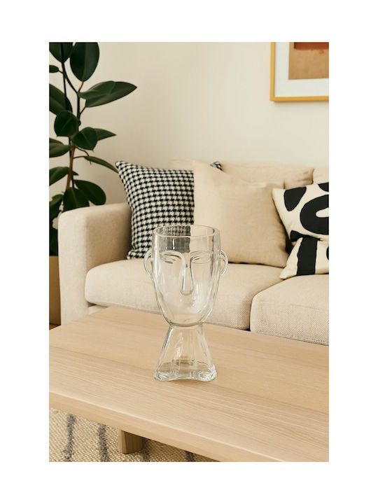 Atmosphera Διακοσμητικό Βάζο Γυάλινο Face Διάφανο 12xΥ24cm