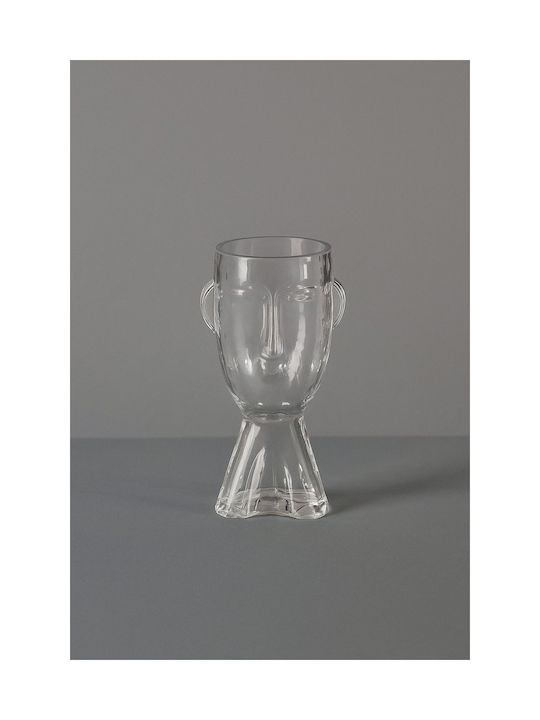 Atmosphera Διακοσμητικό Βάζο Γυάλινο Face Διάφανο 12xΥ24cm