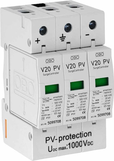 OBO Bettermann 3-Poles Inspired T2 Panel Lightning Protection 20kA