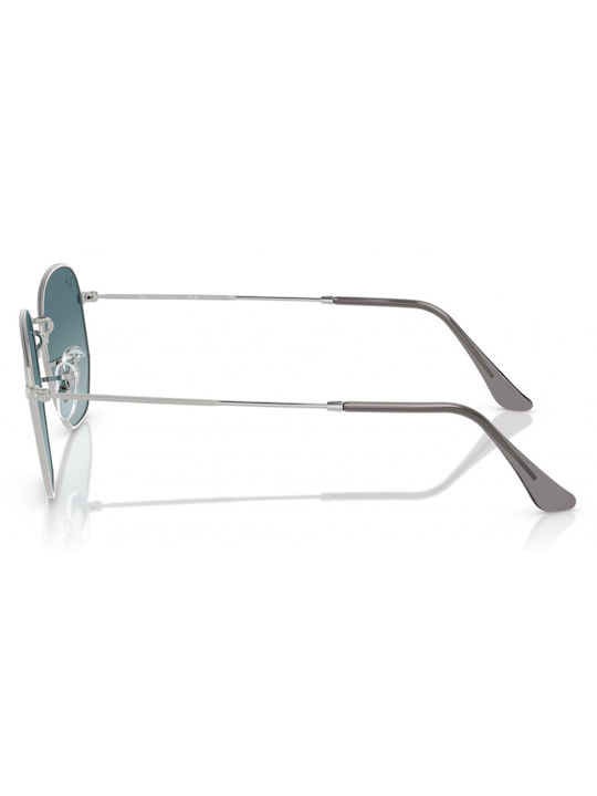 Ray Ban Hexagonal Unisex Ochelari de soare cu Argintiu Cadru și Albastru Degradati Oglindă Lentilă RB3548N 003/3M