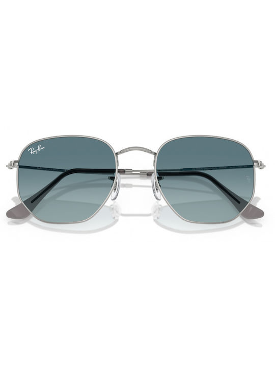 Ray Ban Hexagonal Unisex Ochelari de soare cu Argintiu Cadru și Albastru Degradati Oglindă Lentilă RB3548N 003/3M