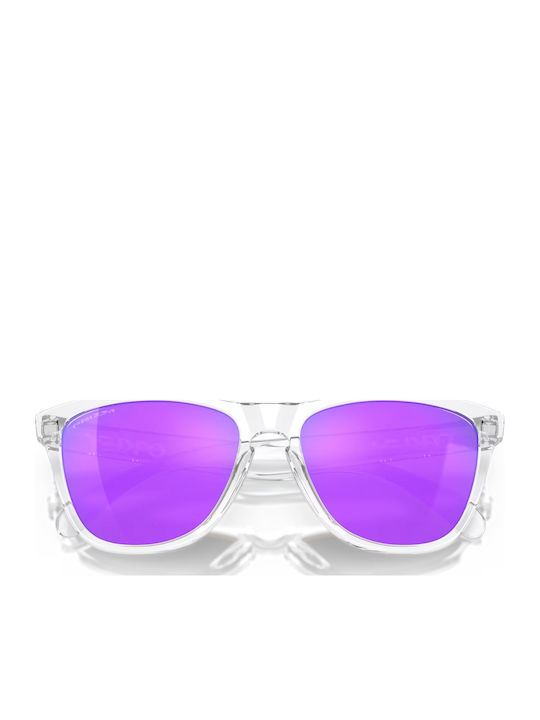 Oakley Frogskins Men's Sunglasses with Transparent Plastic Frame and Purple Mirror Lens OO9013-H7