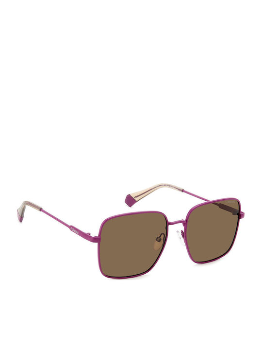 Polaroid Women's Sunglasses with Pink Metal Frame and Brown Polarized Lens PLD6194/S/X 1JZ/SP