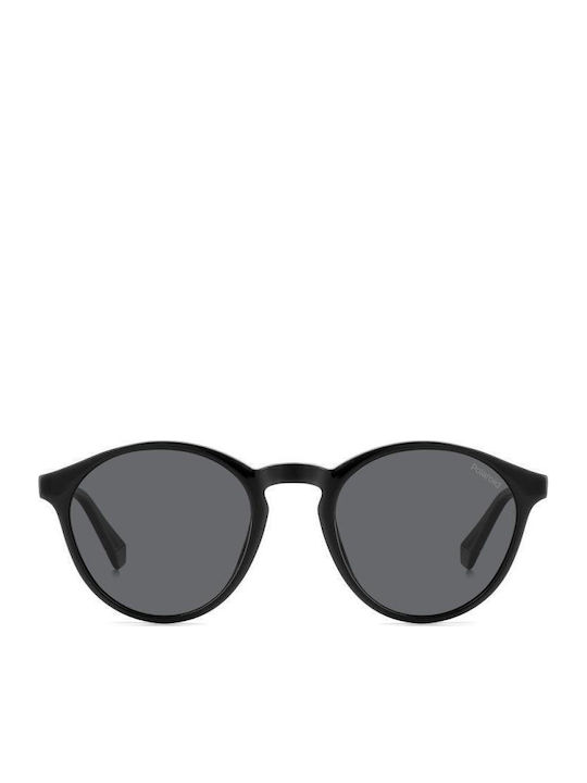 Polaroid Unisex Sunglasses with Black Horn-Rimmed Frame and Grey Polarized Lens PLD4153/S 807/M9