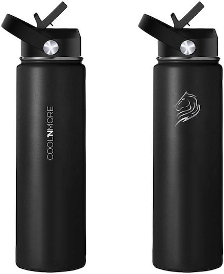 Cool'NMore Jet Бутилка Термос Неръждаема Стомана Без BPA 750ml Черна с Мундщук Сламка Примка и Дръжка