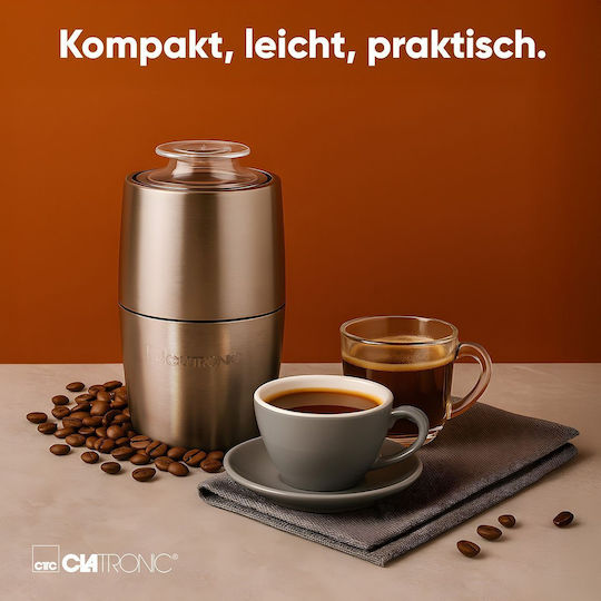 Clatronic Râșniță electrică pentru cafea 150W cu capacitate de boabe 60gr Argintiu