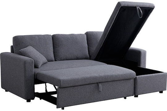 Kamore Colțar Canapea Pat cu Unghi Reversibil și Spațiu de Depozitare Gri 223x146x85cm